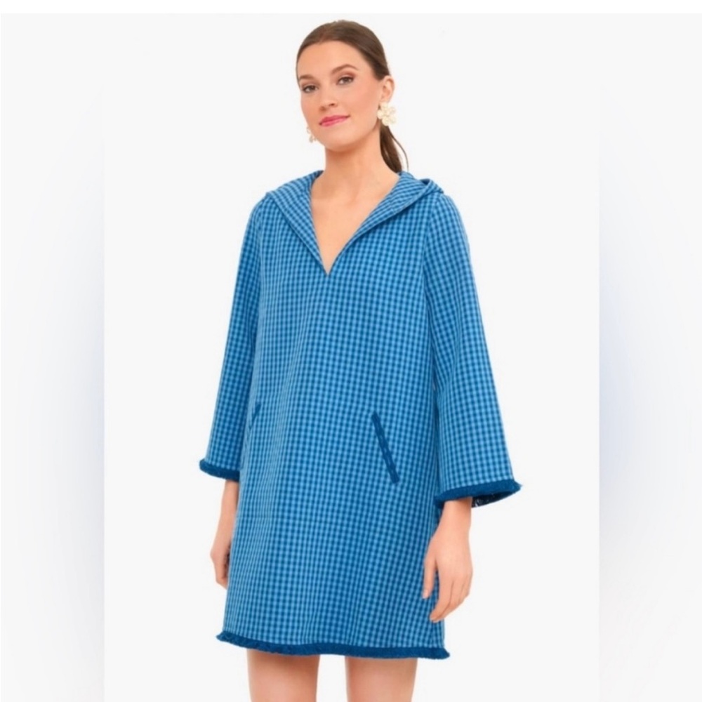 Tuckernuck Indigo Check Tilton Hooded Dress
